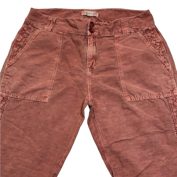 Sundance Women’s 10 Linen Cotton Blend Pants Lace Trim Dusty Pink Boho Casual - Picture 9 of 15